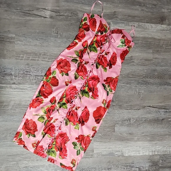 NWT Sugar Thrillz Midi Dress - Pink - Picture 1 of 7